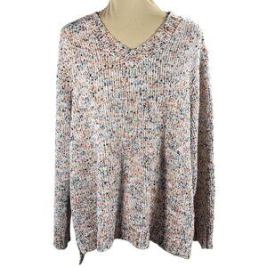 EST 1946 Cato Sweater Confetti V-Neck Orange Cream Size 18/20W
